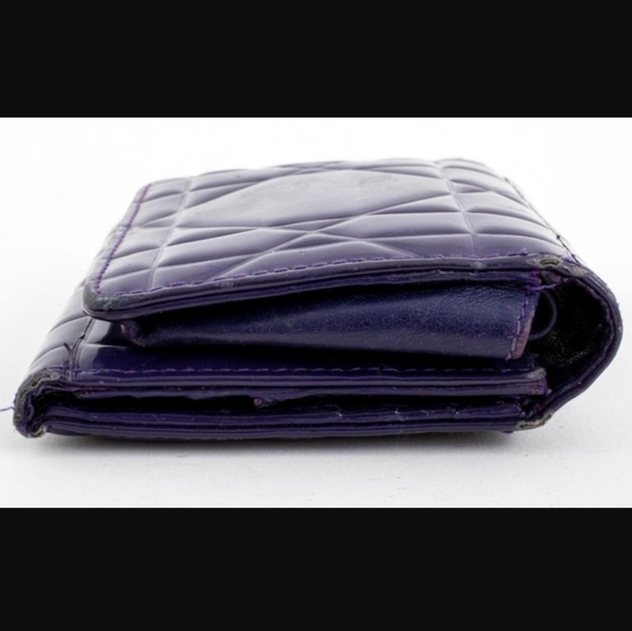 Authentic Christian Dior Lady Dior Bifold Patent Leather Wallet in Purple 💜 - Picture 7 of 16